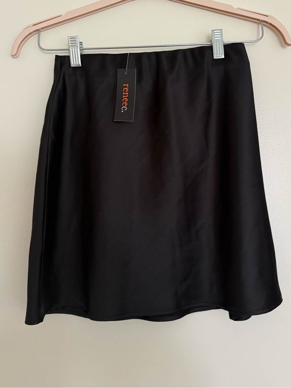 Black Satin A-Line Satin Mini Skirt